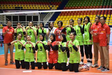 Timnas voli putri junior Indonesia setelah menjalani laga melawan Australia pada Princess Cup 2024 di Thailand. Indonesia menjadi runner-up di turnamen invitasi untuk kelompok usia U-18 itu.