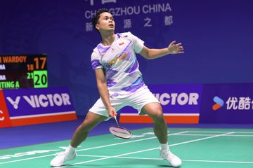 Aksi tunggal putra Indonesia, Anthony Sinisuka Ginting, pada babak pertama China Open 2024