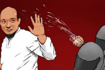 Ilustrasi penyiraman air keras yang dialamin Novel Baswedan.