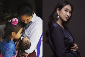 Happy Salma dan kedua anaknya