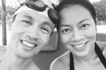 Reza Gunawan semasa hidup, bersama sang sitri, Dewi Lestari.