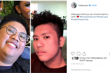 Transformasi Ricky Cuaca dari gemuk sampai turun berat badan banyak diunggah di instagramnya.
