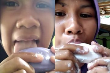 Viral Video Perempuan Makan Sabun Mandi Bak Menikmati Es Krim ...