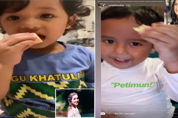Inilah camilan anak artis, Ashanty dan Widi Mulia. Arsya camilannya keju, Den Bagus camilanya mentimun