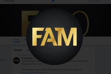 Logo FAM - Federasi Sepak Bola Malaysia. FAM dan MFL memberi kemudahan bagi wakil Malaysia di Piala AFC.