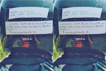 Mengharukan, Anak Driver Ojol Tulis Pesan Menyentuh Hati di Helm ...