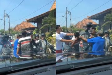 Video Viral Seorang Pria Pukul Pengendara Lain Justru KO saat Dipukul Balik Pakai Helm, Warganet Malah Terhibur