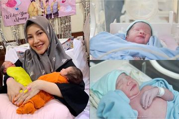 Ratna Galih dan anak kembarnya yang baru lahir.