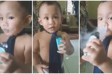 Balita Ini dengan Lihai Gunakan Rokok Elektrik yang Miliki Bahaya Fatal bagi Kesehatan