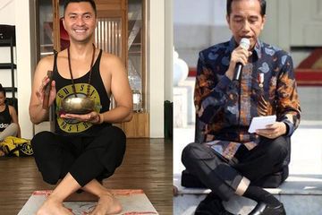 Anjasmara menjawab tantangan warganet untuk menyilangkan kaki ala Jokowi.