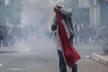 Foto Voral Luthfi Alfiandi, ketika aksi unjuk rasa di Gedung DPR pada 30 September 2019.