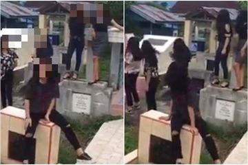 Kibas-kibas Rambut Sampai Berdiri di Atas Nisan, Sekelompok ABG Ini Asyik  Joget Dugem di Kuburan,