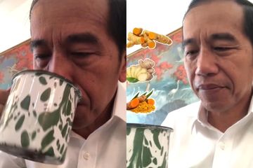 Jokowi minum jamu empon-empon, yang merupakan komponen bioaktif pangan, andalan Hadapi Corona.