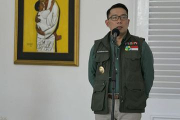 Gubernur Jawa Barat, Ridwan Kamil di Gedung Pakuan, Jalan Otista, Kota Bandung, Sabtu (21/3/2020).