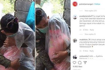 Potret haru sang ayah melepas rindu dengan anaknya.