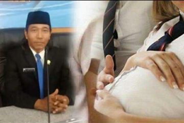 Anggota DPRD Gresik, Nur Hudi (kiri) dan kolase foto ilustrasi siswi SMP hamil. Setelah melobi akan memberikan uang Rp 500 juta tapi ditolak keluarga korban, sogokan ke siswi SMP Gresik dinaikkan menjadi Rp 1 miliar.