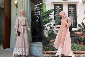 4 Inspirasi Dress Hijab Brokat Paling Anggun Untuk Lebaran 2020 Semua Halaman Cewekbanget