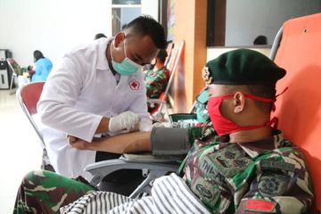 Satgas Pamtas Yonif 411 Maknai HUT Batalyon dengan Gelar Aksi Donor Darah.