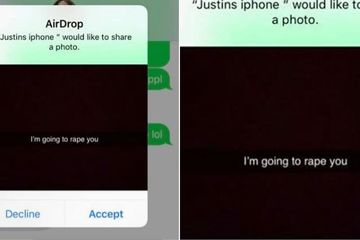 Tangkapan layar AirDrop dari Justin