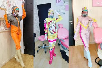 Dokter Gigi Kece, Fashionable dengan Hazmat Karakter Selama Bertugas