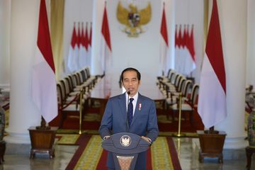 Presiden Jokowi saat menyampaikan sambutan melalui tayangan virtual dalam HUT ke-22 Partai Amanat Nasional, Minggu (23/8/2020).