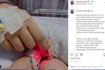 Oki Setiana Dewi mengabarkan kondisi bayi yang baru dilahirkannya.  