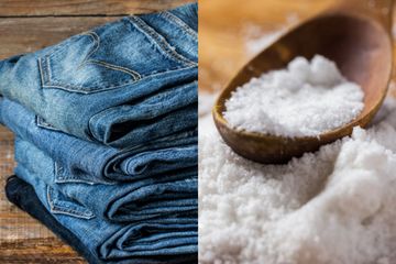 Cara membuat celana jeans lusuh menjadi seperti baru.
