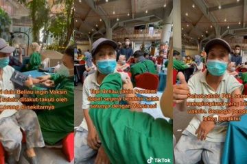 Kakek Safarudin naik sepeda 15 km untuk bisa divaksin Covid-19.