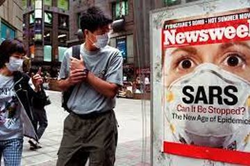 SARS di Hongkong pada 2002. Penyakit infeksi menular yang juga disebabkan oleh virus corona.