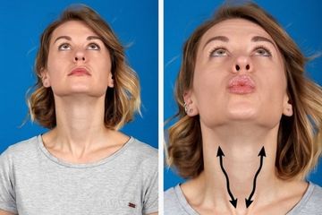 Ciuman di langit, teknik yoga wajah untuk menghilangkan lemak di dagu.