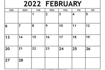 Kalender februari 2022