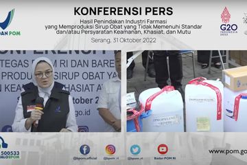 BPOM sampaikan akan pidanakan dua perusahaan yang terbukti melakukan pelanggaran kejahatan obat dan makanan, salah satunya cemaran EG dan DEG sebesar 48mg/ml dari batas toleransi 0,1mg/ml.