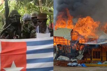 KKB Papua mengaku bertanggung jawab atas pembakaran Kantor Bupati Dogiyai, Sabtu (8/4/2023)