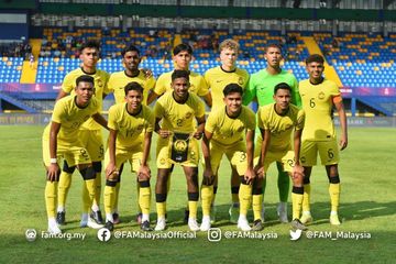 Skuad timnas Malaysia U-22 saat menghadapi Thailand pada SEA Games 2023.