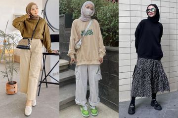 3 Pilihan Gaya OOTD Sweater Hijab dari Selebgram Kasual dan
