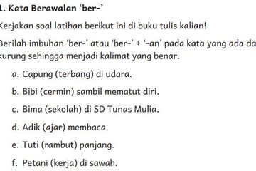 Jawaban Bahasa Indonesia 'Kata Berawalan Ber-', Hlm 64 Kurikulum Merdeka