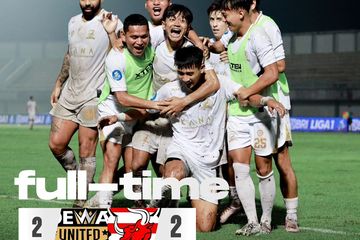 Selebrasi pemain Madura United usai Malik Risaldi mencetak gol ke gawang Dewa United pada pekan ke-33 Liga 1 2023/2024.