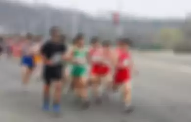 Suasana lomba maraton di Korut