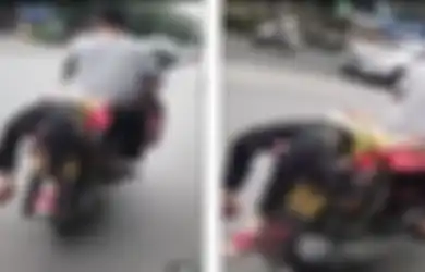 (Video) Duh, Seorang Ayah Antar Putrinya ke Sekolah Dengan Cara Diikat di Jok Motor