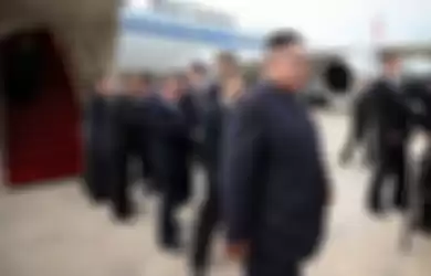 Kim Jong Un ketika mendarat di Singapura