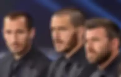 Chiellini (kiri), Bonucci (tengah), Barzagli (Kanan)