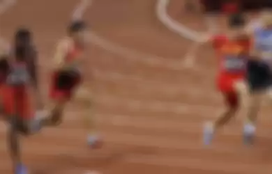 Lalu Muhammad Zohri pada partai final Asian Games 2018 cabor lari 100m putra