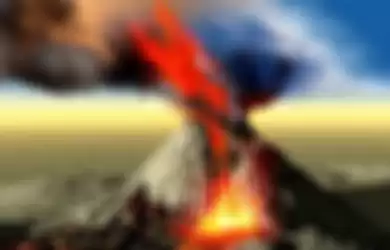Ilustrasi letusan gunung api.