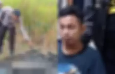 Tersangka Asri pelaku pembunuhan terhadap IA ketika berada di Polda Sumsel usai menyerahkan diri, Jumat (25/1/2019). Asri sebelumnya menjadi buronan polisi sejak lima hari terakhir.