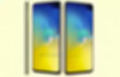 Ilustrasi Samsung S10e dengan warna kuning