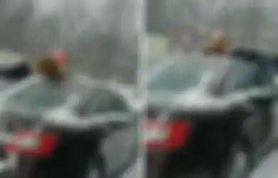 Di Tengah Musim Dingin, Seorang Ayah Justru Bersihkan Salju di Mobil dengan Tubuh Anaknya