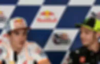 Marc Marquez (ki) dan Valentino Rossi (ka), gagal di MotoGP 2019 Amrik