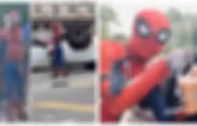 Aksi pahlawan super 'Spiderman' bantu korban kecelakaan