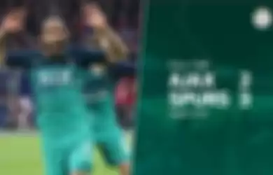 Striker Tottenham Hotspur, Lucas Moura, melakukan selebrais seusai mencetak gol ke gawang Ajax dalam leg kedua semifinal Liga Champions, Rabu (8/5/2019)