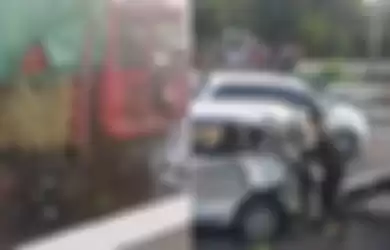 Cuplikan video kecelakaan di Tol Semarang yang beredar viral melalui sosial media. 